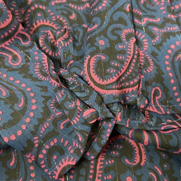 ModCloth Pink Navy Black and Gold Paisley Mini Dress Long Sleeves Size Small - Picture 13 of 13